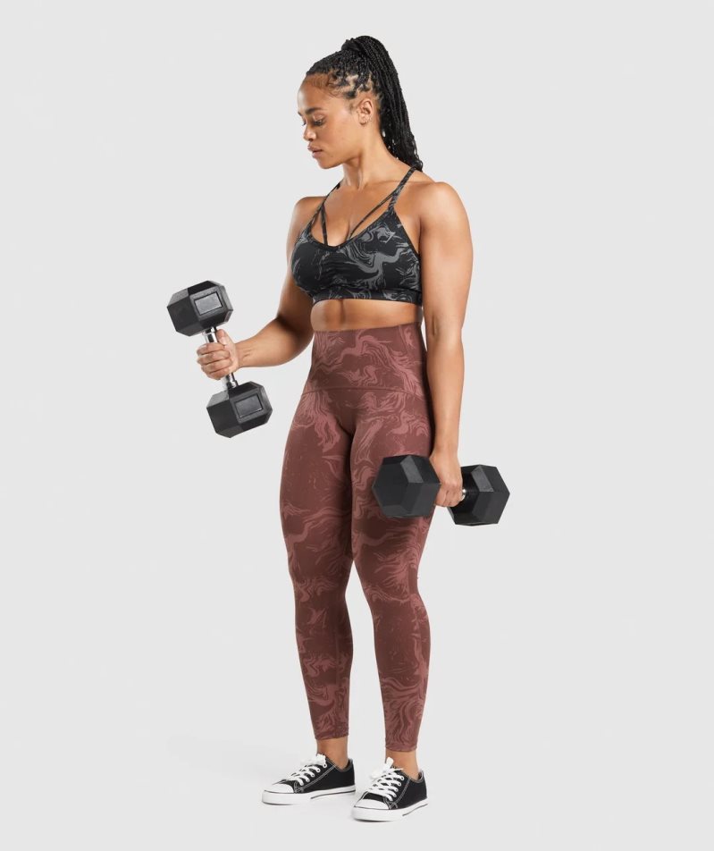 Women's Gymshark GS Power High Rise Leggings Brown | NZ 6VKMAD